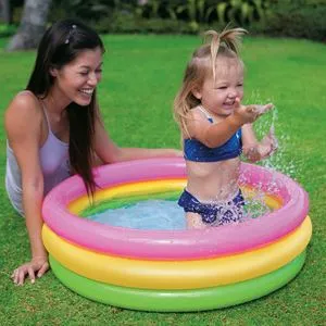 Piscina gonflabila pentru bebelusi, Ø86x25 cm, Multicolora, 3 inele