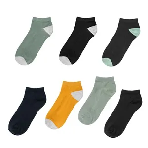 Sosete Scurte Monocolore cu Calcaie Colorat pentru Băieți - Set de 7 Perechi