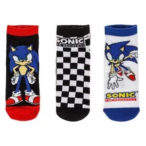 Sosete scurte pentru copii cu model Sonic - Set de 3 perechi