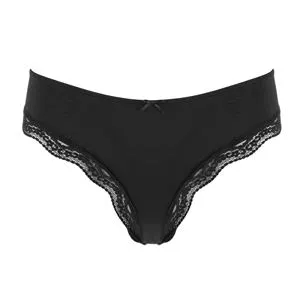Chiloti Microfiber Negre cu Dantelă și Fundită pentru Femei