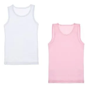Set Maiouri din Bumbac Ribbed Roz Alb pentru Copii