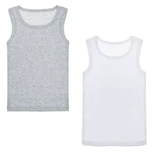 Set 2 Maiouri Ribbed pentru Copii, Alb și Gri