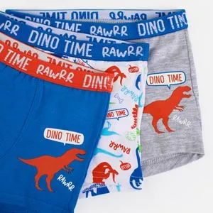 Set Boxeri Dinozauri pentru Copii - 3 perechi, Bumbac Elastic