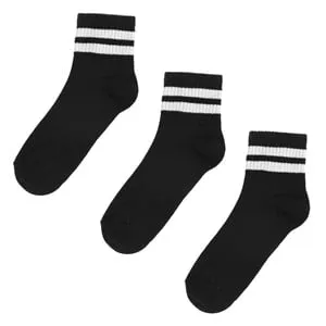 Sosete Mid Cut Sport Negre cu Dunga Alba - 3 Perechi
