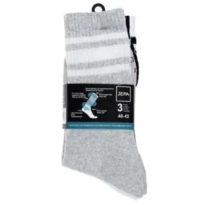 Sosete sport bărbați albe gri negre cu dungi - Set de 3 perechi – poza 3