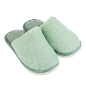 Papuci de Iarnă din Blană Artificială Verde Mentă cu Talpă Intarita