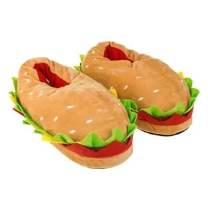Papuci 3D în formă de burger din moale pentru bărbați