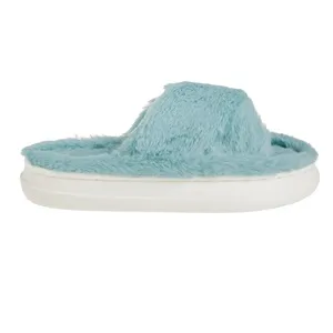 Papuci de iarnă moi din blană artificială bleu pentru femei – poza 4