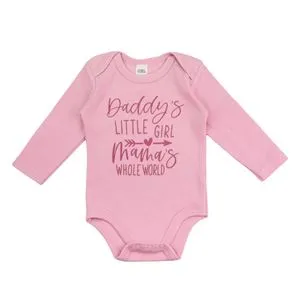 Body din bumbac roz cu imprimeu pentru bebeluși