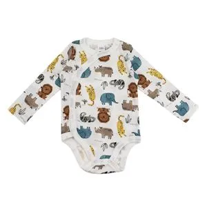 Body din Bumbac Alb cu Imprimeu Animal pentru Bebeluși