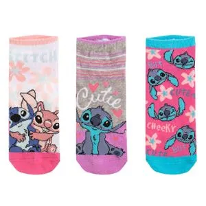 Șosete scurte multicolor Stitch pentru fete - 3 perechi