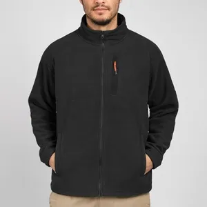 Jachetă Fleece Neagră cu Fermoar și Buzunare pentru Barbati – poza 3