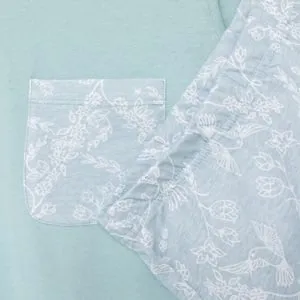 Set Pijama Dama Bumbac Floral Albastru Manșetă Lungă – poza 3