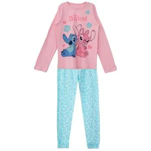 Set Pijama de Iarnă din Bumbac Roz cu Imprimeuri Tropicale și Personaje
