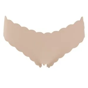 Chiloți dama hipster cu finisaj laser cut și terminație ondulată, culoare ecru – poza 2