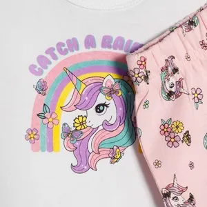 Set de Vară Unicorn Alb și Roz pentru Bebeluși - 3 Piese – poza 4