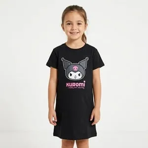 Camasă de noapte bumbac pentru copii cu model Kuromi