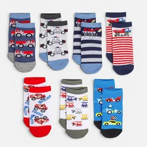 Set de 7 Sosete Scurte cu Model Mașini pentru Băieți – poza 2
