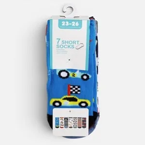 Set de 7 Sosete Scurte cu Model Mașini pentru Băieți – poza 3