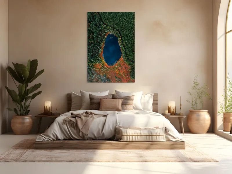 Lacul în inima pădurii toamna, 100 x 150 cm – poza 3