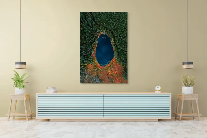 Lacul în inima pădurii toamna, 100 x 150 cm – poza 4