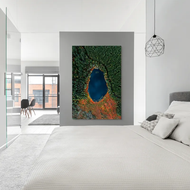 Lacul în inima pădurii toamna, 100 x 150 cm – poza 5