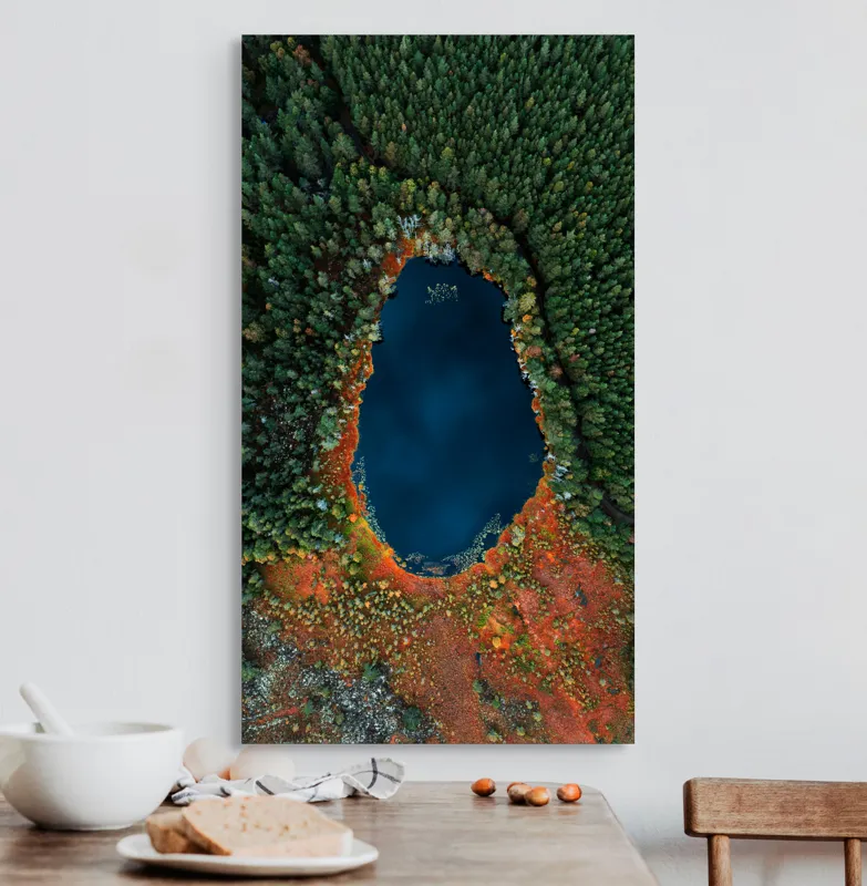 Lacul în inima pădurii toamna, 50 x 90 cm – poza 3