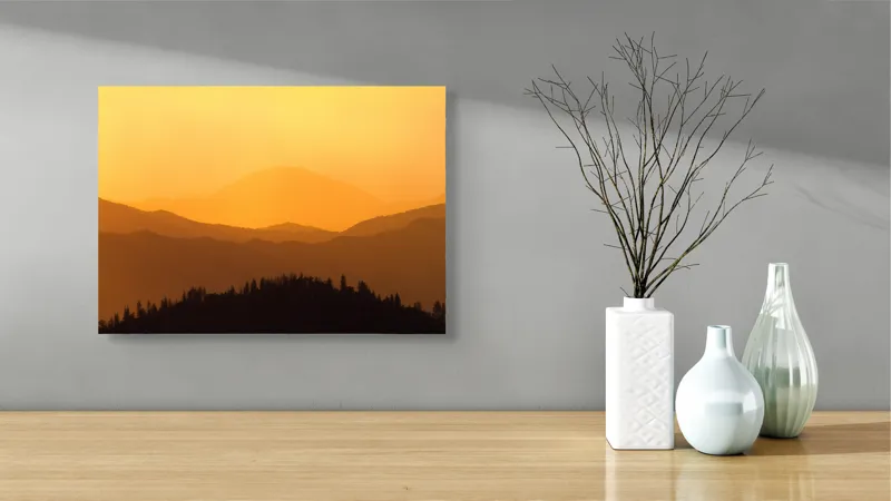 Siluete montane la apus cald, 54 x 39 cm – poza 3