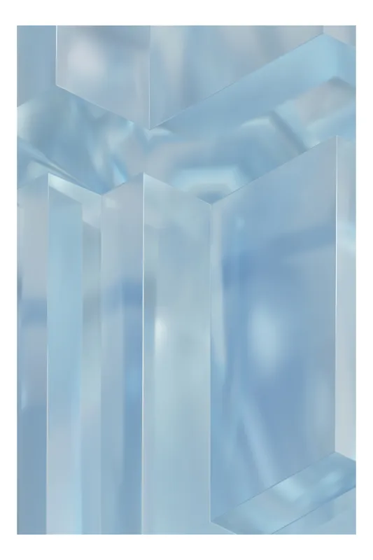 Reflecții geometrice albastru glacial, 70 x 100 cm