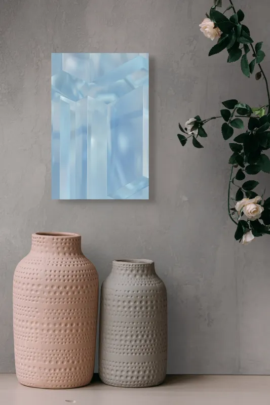 Reflecții geometrice albastru glacial, 26 x 39 cm – poza 6