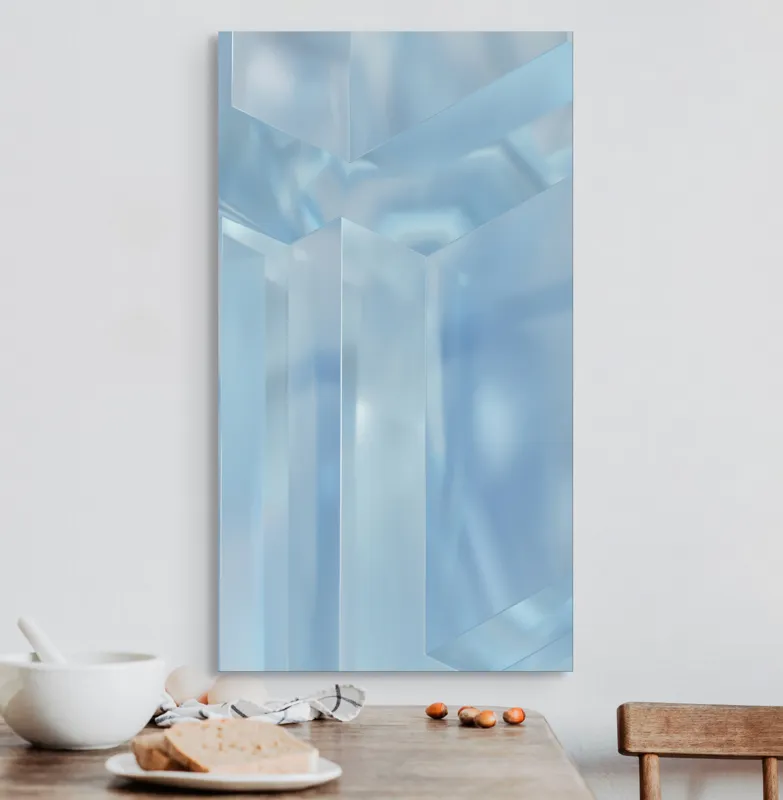 Reflecții geometrice albastru glacial, 50 x 90 cm – poza 3