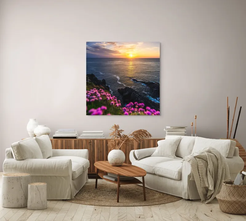 Apus mistic al mării și florilor, 100 x 100 cm – poza 3