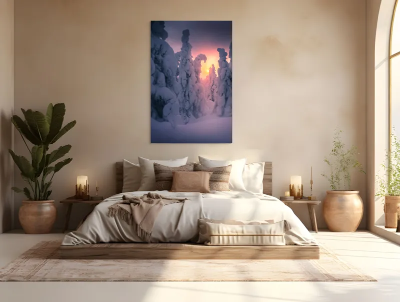 Pădure de iarnă la apus rece, 100 x 150 cm – poza 3