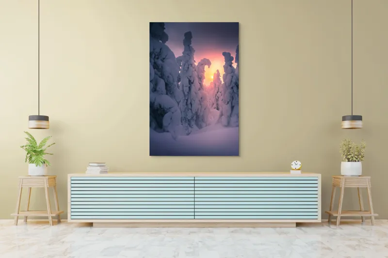 Pădure de iarnă la apus rece, 100 x 150 cm – poza 4