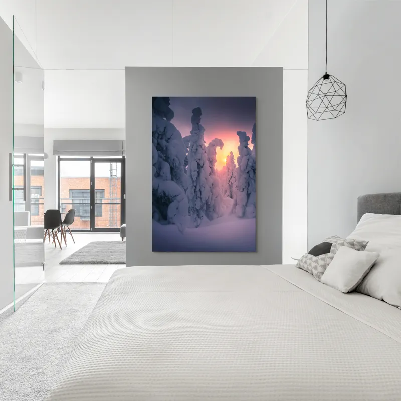 Pădure de iarnă la apus rece, 100 x 150 cm – poza 5