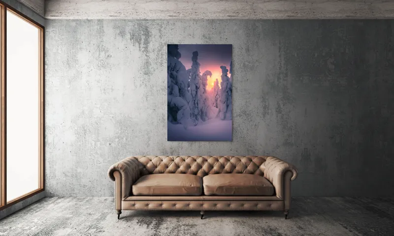 Pădure de iarnă la apus rece, 100 x 150 cm – poza 6