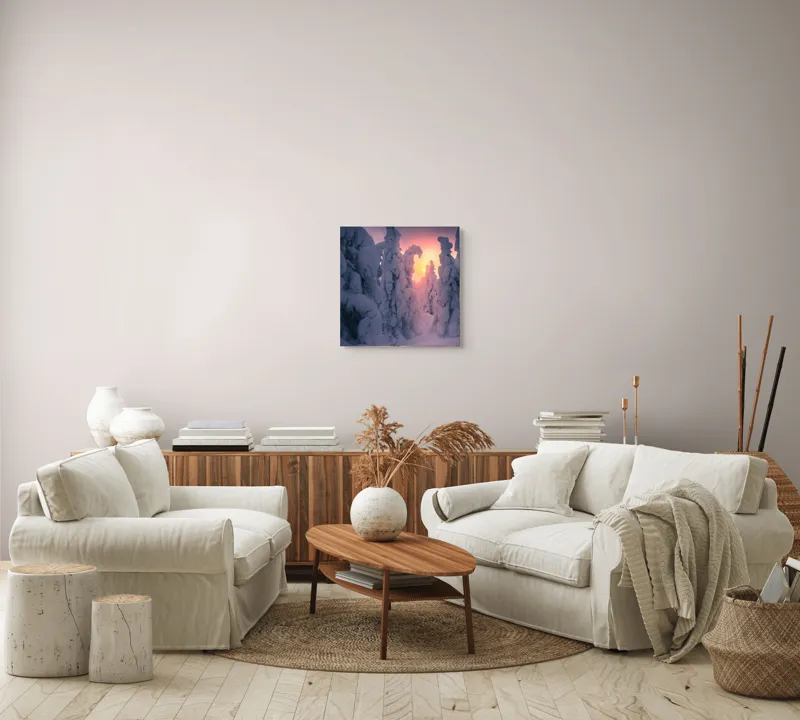 Pădure de iarnă la apus rece, 50 x 50 cm – poza 7