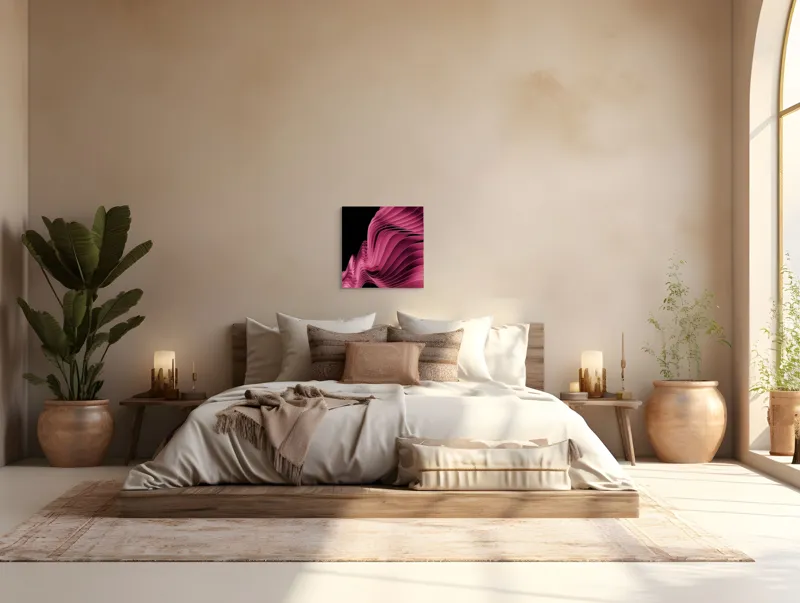 Valuri fluide roșu mătase artă modernă, 50 x 50 cm – poza 5