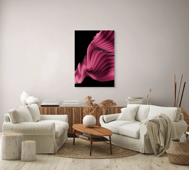 Valuri fluide roșu mătase artă modernă, 70 x 100 cm – poza 4