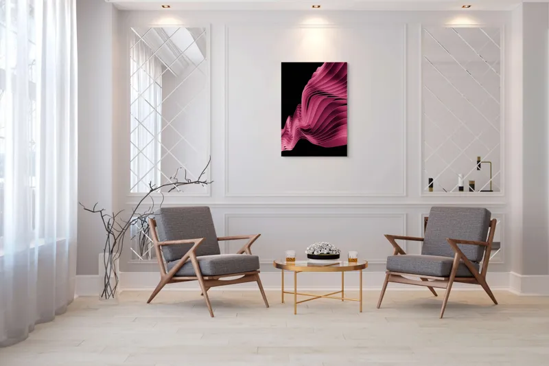 Valuri fluide roșu mătase artă modernă, 70 x 100 cm – poza 8