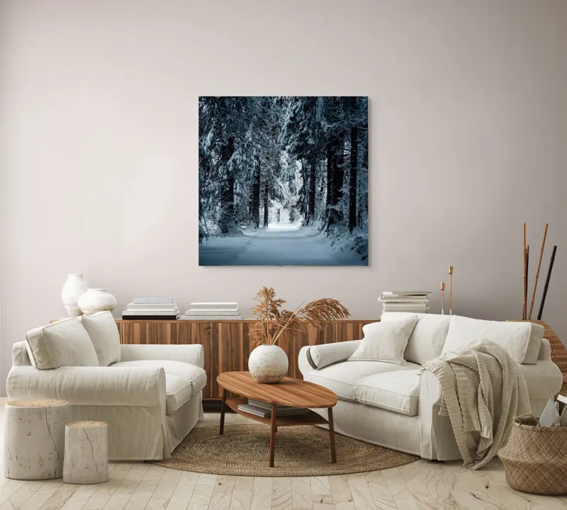 Pădure de iarnă liniștită artă murală, 100 x 100 cm – poza 3