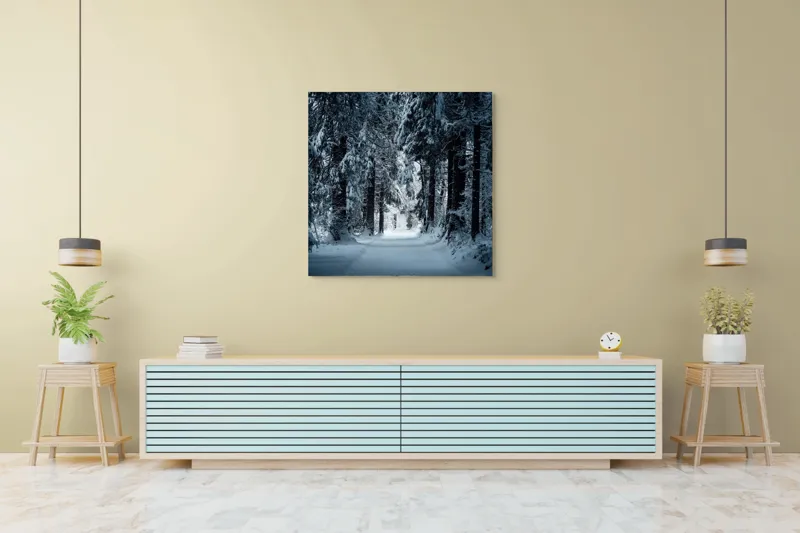 Pădure de iarnă liniștită artă murală, 100 x 100 cm – poza 5