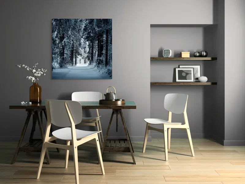 Pădure de iarnă liniștită artă murală, 100 x 100 cm – poza 6