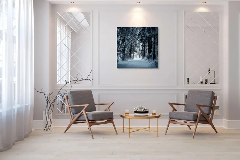 Pădure de iarnă liniștită artă murală, 100 x 100 cm – poza 7