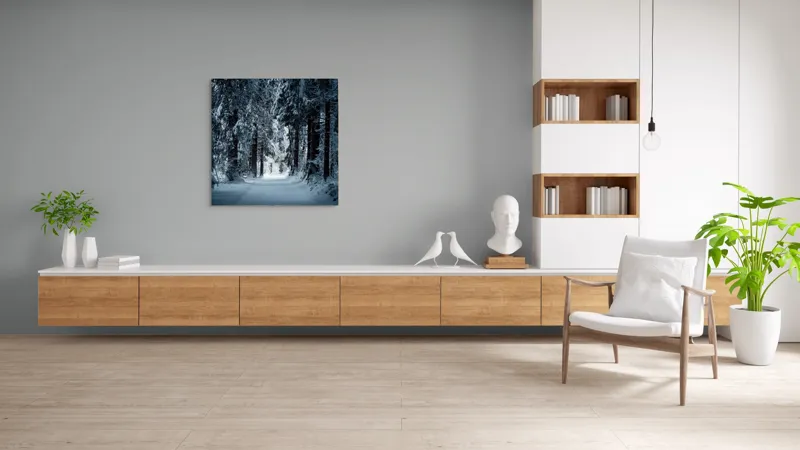 Pădure de iarnă liniștită artă murală, 100 x 100 cm – poza 8