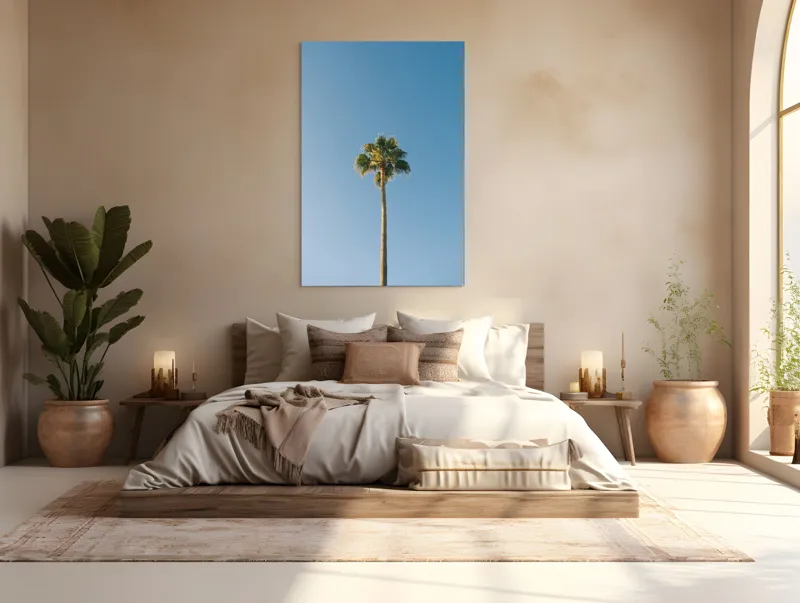Palmier sub cerul albastru artă murală, 100 x 150 cm – poza 3
