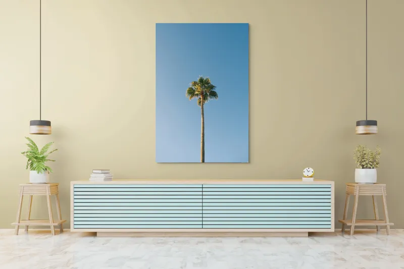 Palmier sub cerul albastru artă murală, 100 x 150 cm – poza 4