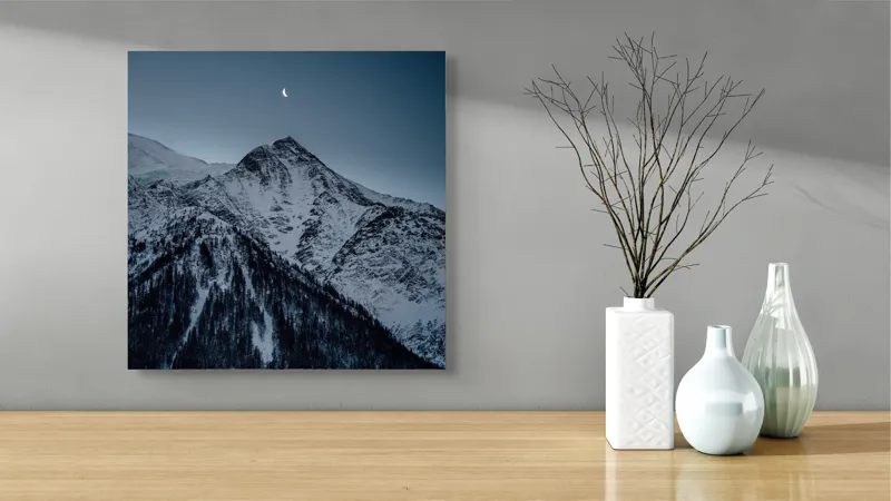 Noaptea de iarnă în munți zăpadă, 50 x 50 cm – poza 3