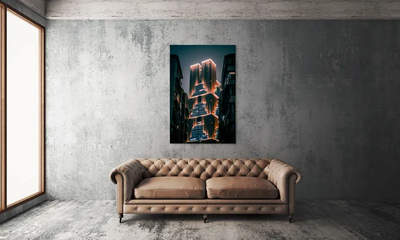 Skyscrapers luminate noaptea contrast urban, 100 x 150 cm – poza 6