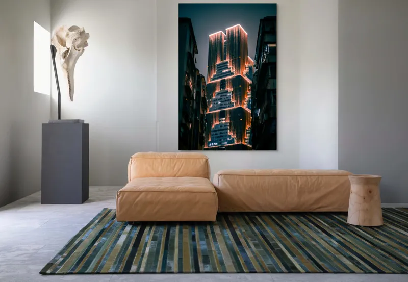 Skyscrapers luminate noaptea contrast urban, 100 x 150 cm – poza 7